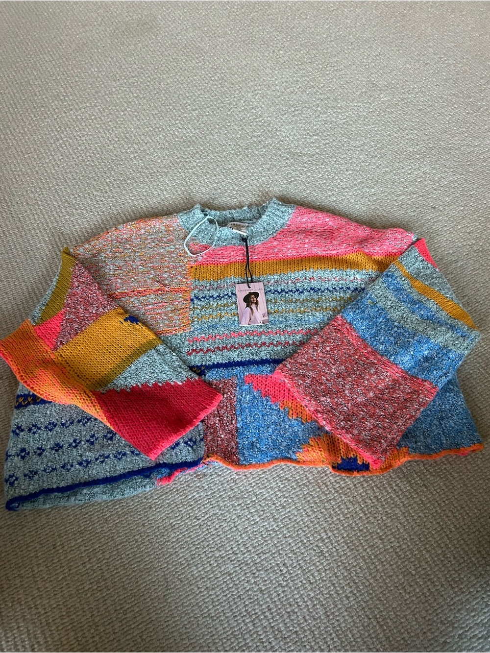 Multicolor Patchwork Knit Sweater - Women